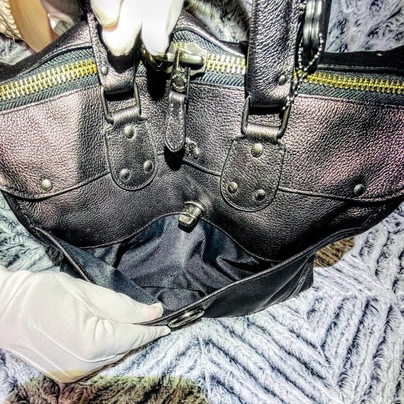 EUC - COACH RHYDER SATCHEL IN METALLIC TWO-TONE LEATHER (F33739) - Picture 9 of 10